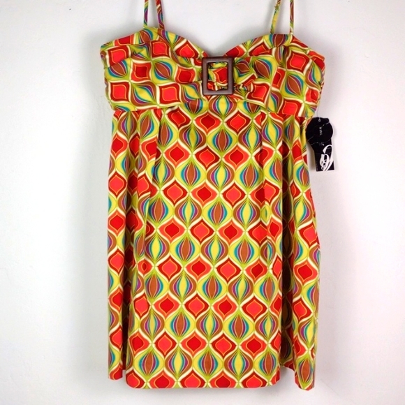 Nine West High Style Colorful Fall Party Cami Dress NWT  SZ 16 - Picture 10 of 16